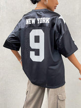 Street Racing Satin Letter Star Print Oversized Jersey